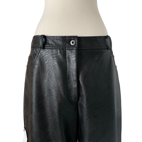 Stella McCartney Hailey Vegan Leather Pants Black EU 44 Wide Leg Designer - Picture 3 of 10